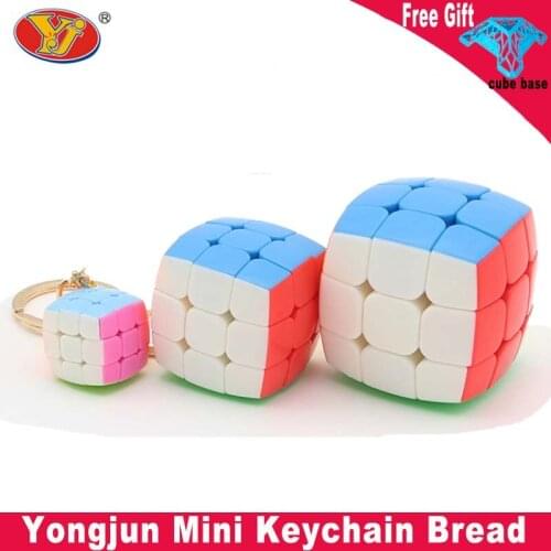 Yongjun Mini Bread Keychain 3x3 Speed Puzzle YJ Magic Cube 2cm 3.5cm 4.5cm Key Ring Decoration Puzzle Educational Toys