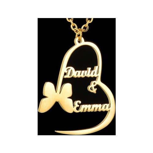 Trendy Butterfly Heart Pendants Custom Name Necklaces Women Personalized Gold Color Hearts Necklace Jewelry Accessaries