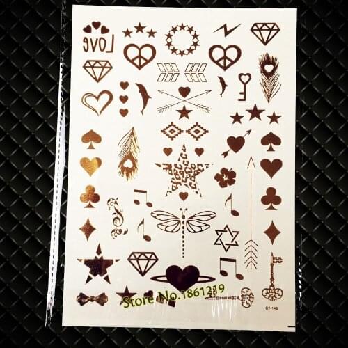 New Glitter Finger Tattoo Nail Sticker Dragonfly Bowknot Heart Design GCT148S Silver Tattoo Star Melody Temporary Tattoo Dolphin