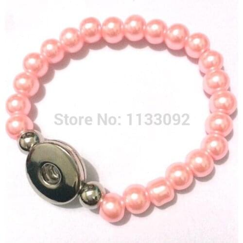 Wholesale 12pcs/lot new handmade pearl beads bracelets with metal ginger snap button charm bracelet snap button jewelry
