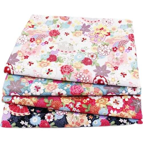 Printed Cotton Fabric Patchwork Flower Cloth For Sewing Handmade DIY Quilting Tissue Material Japanese Fabric Half Meter