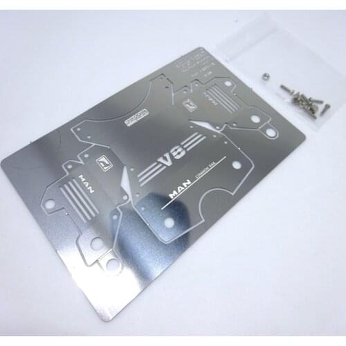 Stainless steel hydraulic transmission box cover assembly for 1/14 scale tamiya benz 1851 actros 3363 MAN tgx R620 toys truck