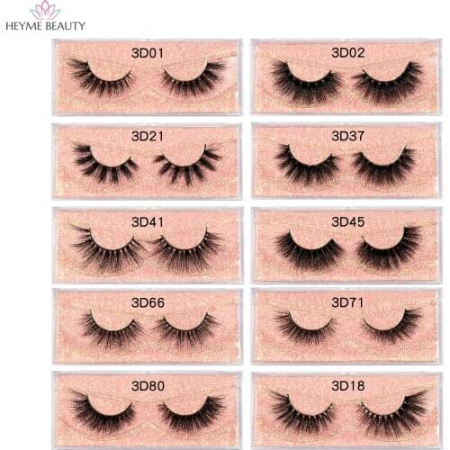 HEYME Eyelashes 10-18mm 3D Mink Lashes Dramatic Fluffy Soft Wispy Volume Handmade Cruelty-Free Reusable Long Cross False Eyelash