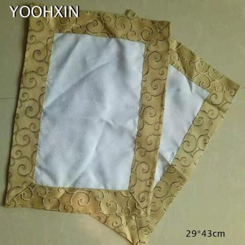 Luxury satin gold Lace table place mat Napkin pad Cloth Embroidery placemat cup mug Christmas wedding tea coaster doily kitchen
