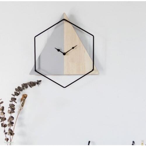 Modern Design Wall Clock Minimalism Art Silent Geometry Wooden Wall Clock Novelty Unique Orologio Da Parete Living Room DE50WC