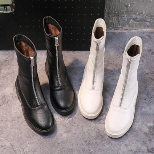 Spring Martin Boots Chelsea Boots Female Casual Boots Fashion Preppy Style Womens Shoe Zipper Round Toe Footware 34-43OULYYYOGO
