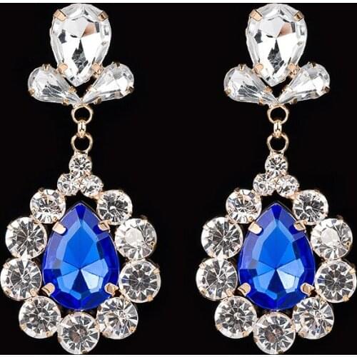 YFJEWE Summer Fashion Luxury Water Drop Shape Pave Dangle Earring Sparking Crystal Wedding Earrings For Women Spring Gift E081