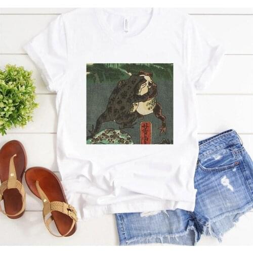 Clothing Women T-Shirts Graphic Tshirts Womens Tops Frog Animal 2021 Hot Sale Ladies Tees Short Sleeve Cartoon Print Harajuku S