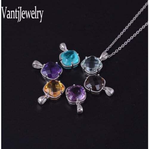 Natural Green Amethyst Pendant in 925 Silver Necklace Topaz Citrine Ametrine Paraiba Zultanite Quartz for Women Birthday Party