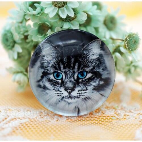 10PCS/lot Round 8-20mm Cute Cat Glass Cabochon for make bracelet necklace for women 2019 earring pins brooch craft supply