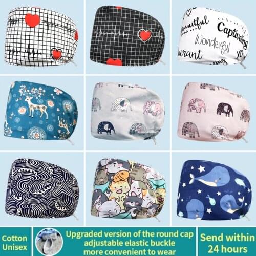 100% Cotton Frosted Hat Printed Dustproof High Quality Work Cap Pet Grooming Work Cap Adjustable Buckle Pet Shop Ladies Work Cap