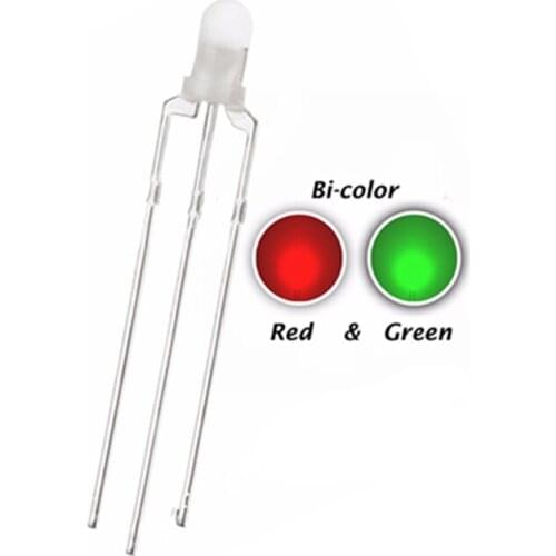 100PCS 3MM Diffused LED RED & GREEN Double Color DIP LED Indicate light beads F3 RED+GREEN Common cathode / Common Anode
