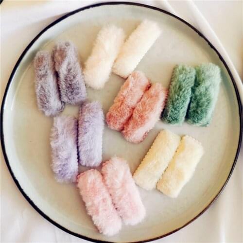 2pcs/set New Hot Korea Winter Plush Hairpins Solid Color Faux Fur Hair Clips Girls Barrettes Fashion Kids Soft Hair Accessories
