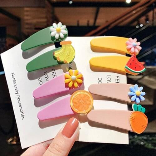 24PCS 12SET 2021 Child Girl Cyber Celebrity Women Hair Accessories Colorful Fruit Hairpin Hair Pin BB Clip Hairclips Gift