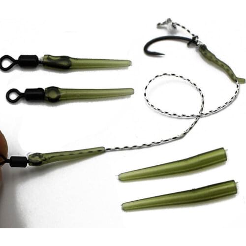 30PCS Carp Fishing Line Anti Tangle Sleeves Fishing Hook Sleeves Soft Rubber Tube Connector Hair Rig Aligner Carp Fishing Tackle