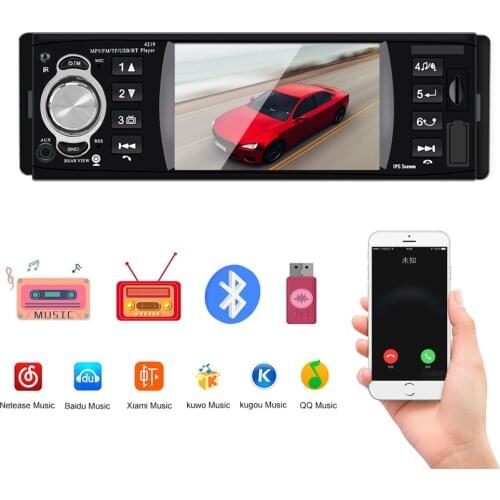 1 Din 4.1 Inch Car Radio Auto Parts Bluetooth 4.2 Audio Video MP5 Player TF USB Fast Charging ISO Remote Multicolor Lighting