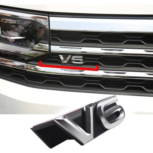 Auto Products Emblem V6 Grill Sticker for -VW TERAMONT PHIDEON ARTEON MAGOTAN PASSAT TOUAREG TIGUANL VW V6 Sticker