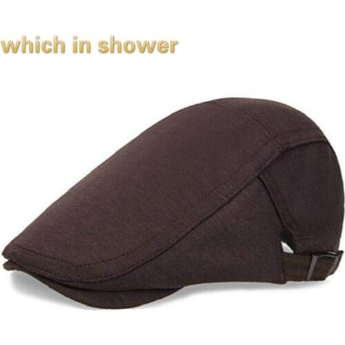 Which in shower high quality 100% cotton beret hat for women men adjustable autumn spring flat cap male female solid color bones