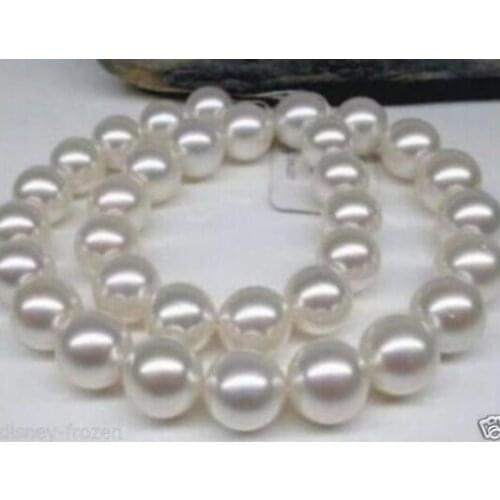 Noble women gift GOLD CLASP HHUGE natural 10-11MM PERFECT ROUND SOUTH SEA WHITE PEARL NECKLACE