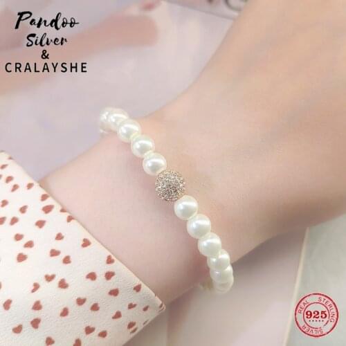 Magnetic Pearls Bracelet Trend High Quality Sterling Silver Brand 1:1 Copy With Logo ,REMIX Elegant Bangle Gift For Female