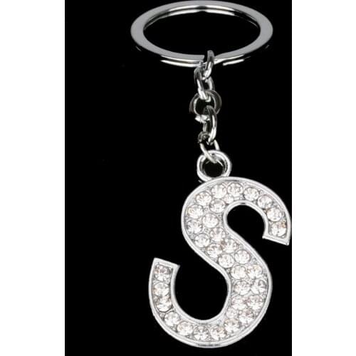 Bespmosp Letter R S T U V W X Y Z Crystal Alphabet A-Z Rhinestone Pendant Keyring Keychain Keyfob Gift Women Men Jewelry