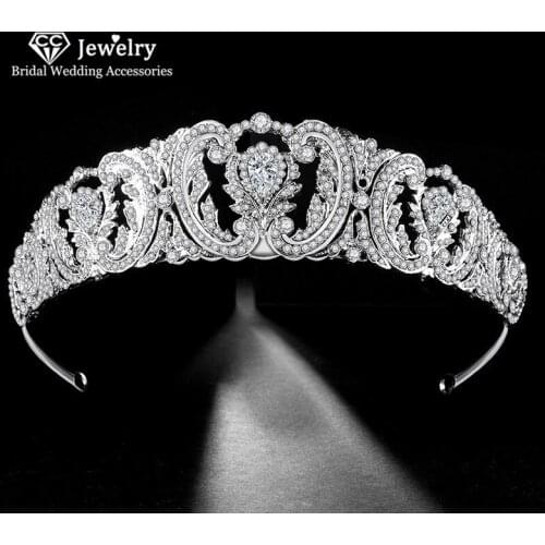 CC Crown Jewelry Hairband Wedding Hair Accessory for Women Bridal Tiara Crowns Luxury Party Hairwear Shine Cubic Zirconia HS15