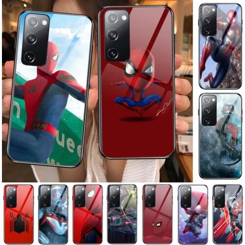Marvel Hero Spider-Man Tempered Glass shell Phone case For SamSung Galaxy S8 S9 S10E S20 S21 S5 S30 Plus S20 fe 5G Lite Ultra