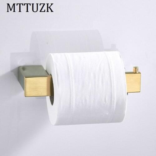 MTTUZK 304 Stainless Steel Brushed Gold Paper Holder Wall Mounted Toilet Tissue Holder Roll Tissue Paper Shelf Black Roll Holder