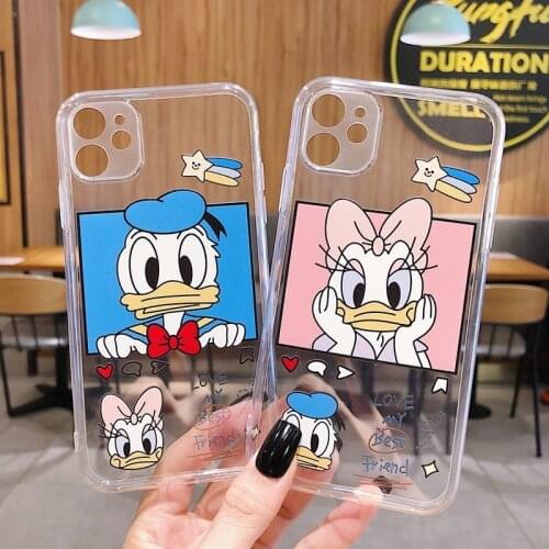 Disney Cute Mickey Minnie Transparent Soft Case for iPhone 12 11 Pro Max XR XS Max 7 8 Plus X SE Full Body Phone Back Cover