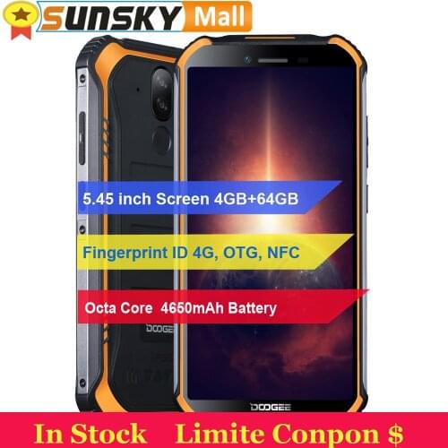 DOOGEE S40 Pro Rugged Cell Phone 4GB 64GB Waterproof 4650mAh Fingerprint ID 5.45" Android 10 Octa Core 4G OTG NFC Smartphone
