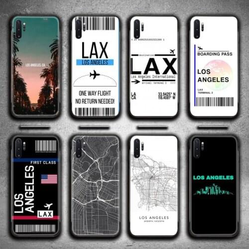 Travel Los Angeles California plane ticket Phone Case For Samsung Galaxy Note20 ultra 7 8 9 10 Plus lite M51 J8 Plus 2018 Prime