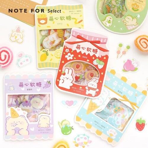SaYing 45pcs/ PVC Stickers Cute Stickers Korean Aesthetic Cartoon Doll Stationery Decorative Kawaii Diary Stationery Stickers