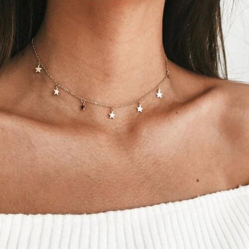 2019 New Fashion 7 Star Choker Necklace Gold Star Necklace X421