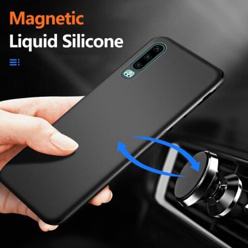 Ultra-thin Magnetic Liquid Silicone Phone Case For Huawei P40 P30 P20 Pro Lite Mate 30 20 Pro Protection Soft Cover Coque Funda