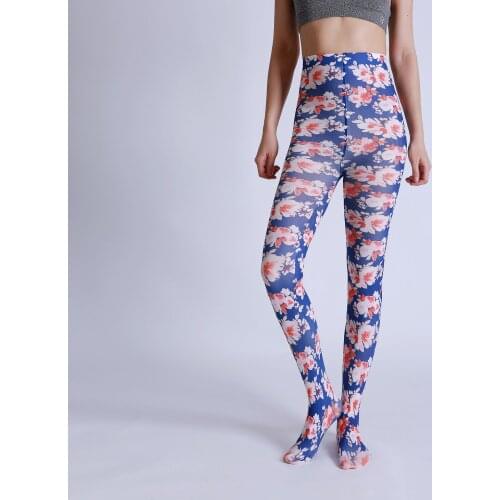 New Designs Flourishing Big Flower Digital Printed Tights Womens Patterned Pantyhose New Design Stockings