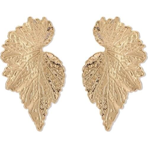 New Retro Earrings Fashion Texture Gold Leaf Earring Exaggerated Personality Leaf Dangle Earrings Vimtage Earring Drop for Women