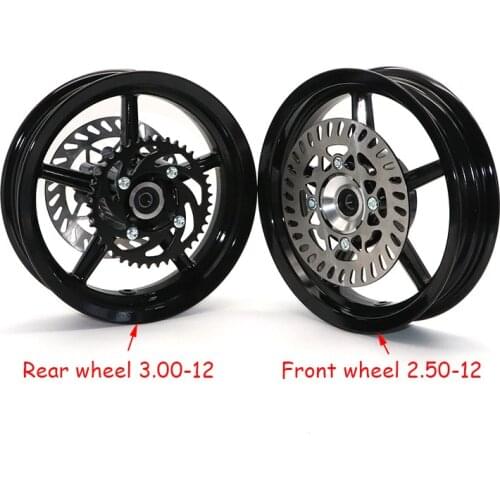15mm hole 2.75-12inch Front & 3.50-12 Rear Dirt bike Pit Bike 12inch Vacuum Wheel Rim Front and Rear brake disc ainwheels