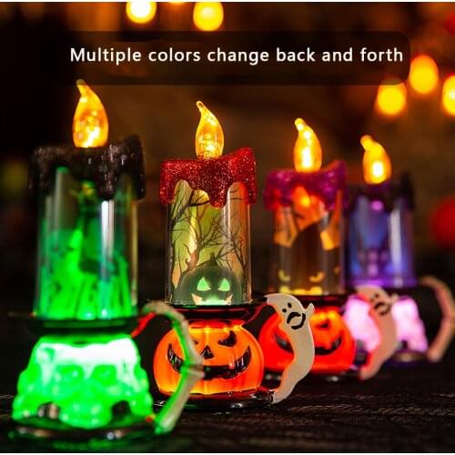 Portable Small Halloween Lamp Halloween Pumpkin Light LED Flameless Electronic Candle Table Centerpiece Festival Party Decor