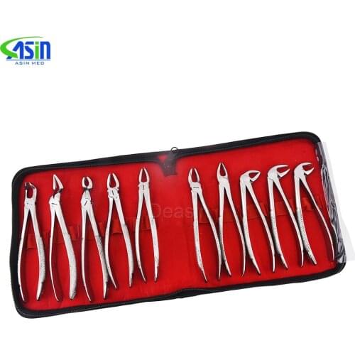 10pcs/set Tooth Extracting Forceps Dental Pliers for Dentist with Tool kit Dental Surgical Extraction Instrument Adults