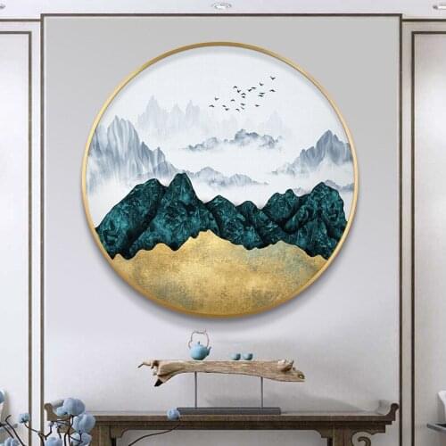 Traditional Chinese Style Landscape Mountain Zen Wall Art Pictures Posters Print For Living Room Home Canvas Painting Style Deco