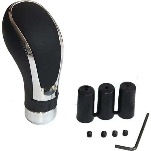 Chrome & Leather Universal PU Leather Gear Shift Knob for VW Golf for KIA Gear Shifter Stick Lever Headball AT MT Car-Styling