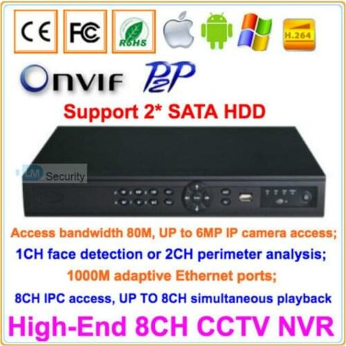 Lihmsek High Definition H.264CCTV NVR Recorder 8 Channels 1080P 960P 720P Surveillance Network Video Recorder Support ONVIF P2P
