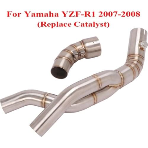 Motorcycle Exhaust System Slip on Connection Link Connector Pipe Replace Catalyst for YANAHA YZF-R1 2007 2008