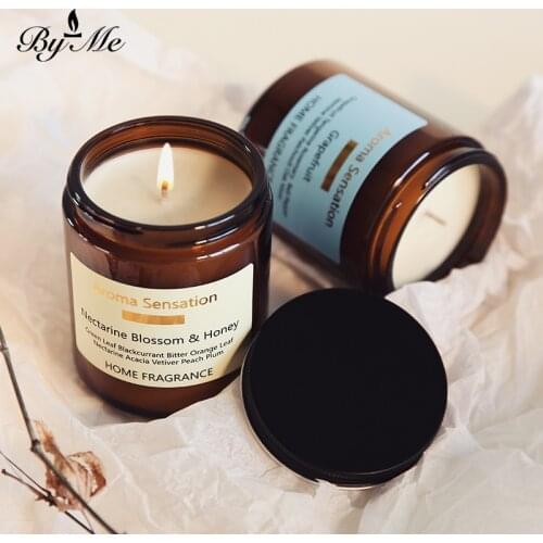 1pcs Romantic Aromatherapy Candle with Wood Lid Flameless Scented Candles for Wedding Party Wax Candles Last about 40 hours