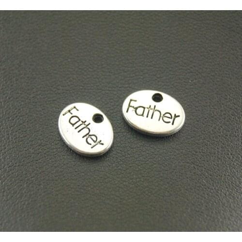 15Pcs 12x9mm Silver Color Letter "Father" Pendant Charms Accessories For Jewelry Making A898