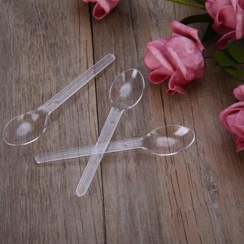Mayitr 25/50pcs Mini Plastic Spoon Disposable Ice Cream Spoons Wedding Party Teaspoon Dessert Serving Tool