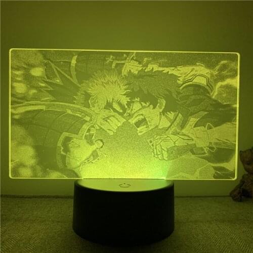 3D Lamp Animated Real Ver. My Hero Academia Midoriya Fighting Bakugou LED NightLight 7 Colors Touch Table Decor Night Light Gift