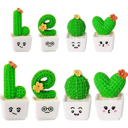 4Pack Lovely Cactus Plants Potted Faux Succulents Car Interior Gadget Decor