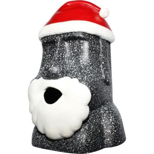 68UE Creative Stone Face Moai Statue with Christmas Santa Hat Funny Resin Tissue Box Cover Easter Island Facial Towel Holder