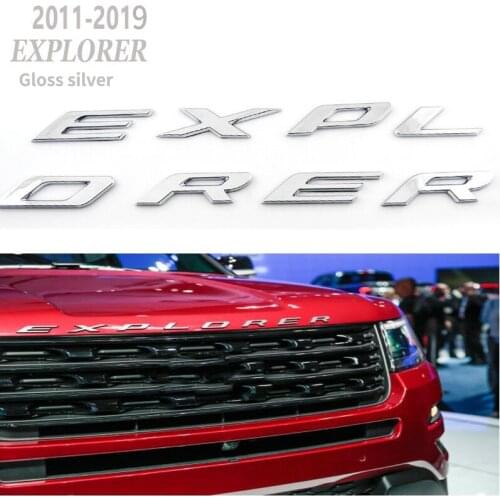 Explorer Car Emblem Front Hood Emblem 3D Letters Explorer Sticker Fit for Ford 2011-2019 Explorer (Gloss Silver)